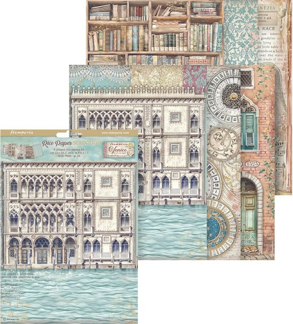 Stamperia Motiv-Strohseide Venice City of Art, 6er-Set, Multicolor - Bild 1
