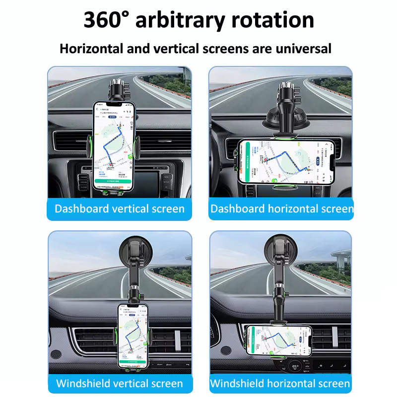 OUTMIX 360 Grad Saugnapf-Autohalterung für Smartphones in Schwarz mit verstellbarem Langarm für Mittelkonsole und Windschutzscheibe - Bild 4