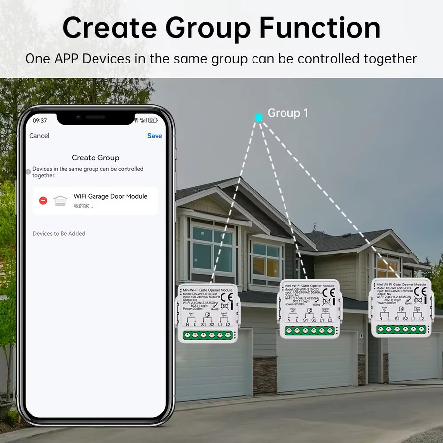 Tuya Smart Garagentoröffner-Controller WiFi/Zigbee Schaltmodul in Weiß mit Sprachsteuerung für Alexa und Google Home Assistant - Bild 5
