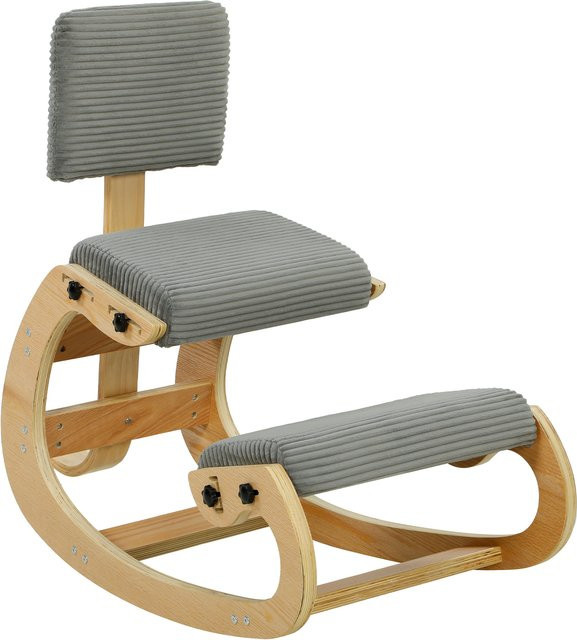 HOMCOM Ergonomischer Kniestuhl mit Rückenlehne in Cord-Optik, Dunkelgrau - Bild 1