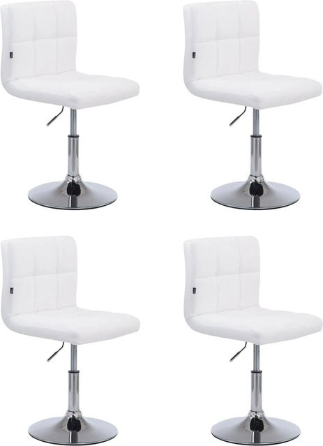 4er Set Barhocker DELUKE BANGKO in Weiß, höhenverstellbare Barstühle aus Kunstleder mit Lehne und 360 Grad Drehbarkeit, B/T/H: 44 x 49 x 74 cm - Bild 1