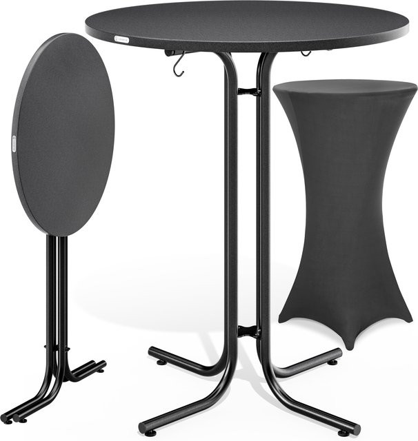 CASARIA Stehtisch mit Husse in Grau für Garten und Outdoor, B/T: 110 x 70 cm, Husse Ø: 70 cm - Bild 1