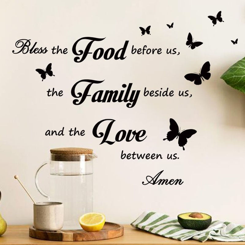 BRUP Wandtattoo 3-teiliges Set mit englischem Spruch Abendessen Gebet segnen das Essen vor in Schwarz zur Dekoration von Wohnzimmer und Schlafzimmer - Bild 1