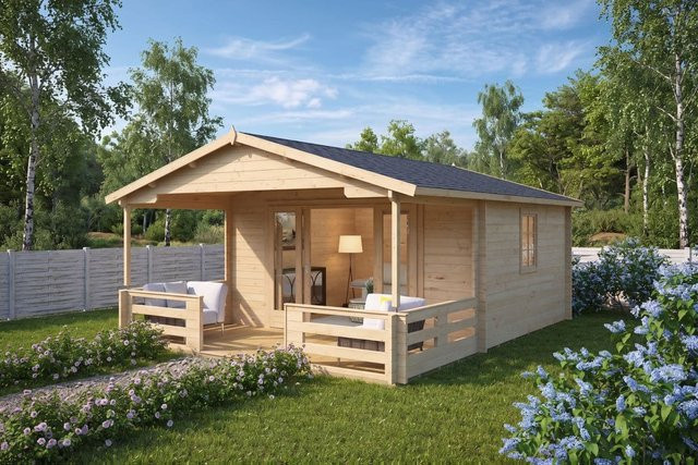Gartenhaus Franz mit Veranda und Terrassenüberdachung B/T: 5 x 4 m - Bild 1