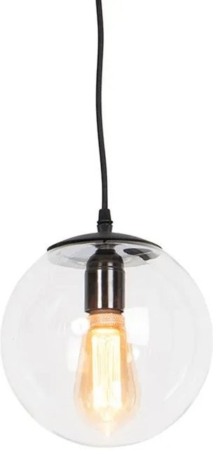 QAZQA Moderne Pallon Hängelampe aus Glas in Schwarz und Transparent, dimmbar, E27 - Bild 1