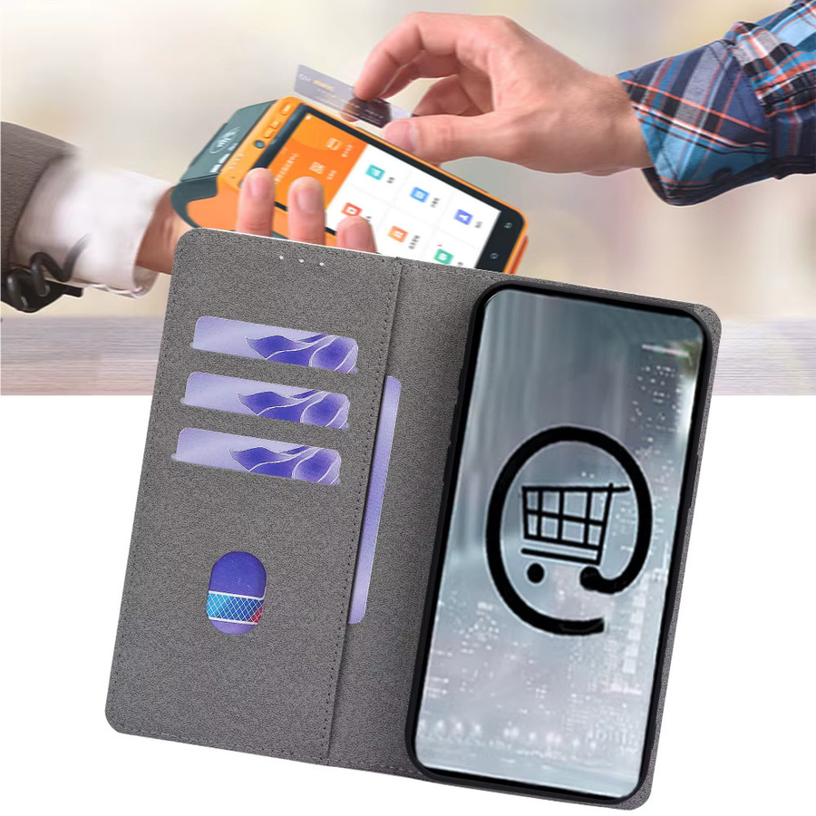 Magnetische Flip Card Ledertasche mit Standfunktion und lackiertem Muster für Realme C71 C75 C67 C61 C55 C53 C51 C35 C33 C31 C25 C25S C21Y C25Y in Grau - Bild 3