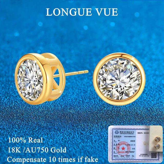 LONGUE VUE Ohrstecker 750 Gold, Diamant, Unisex - Bild 1