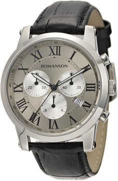 Romanson Chronograph Herrenuhr, Quarz, Edelstahl, 41 mm, Leder - Bild 1