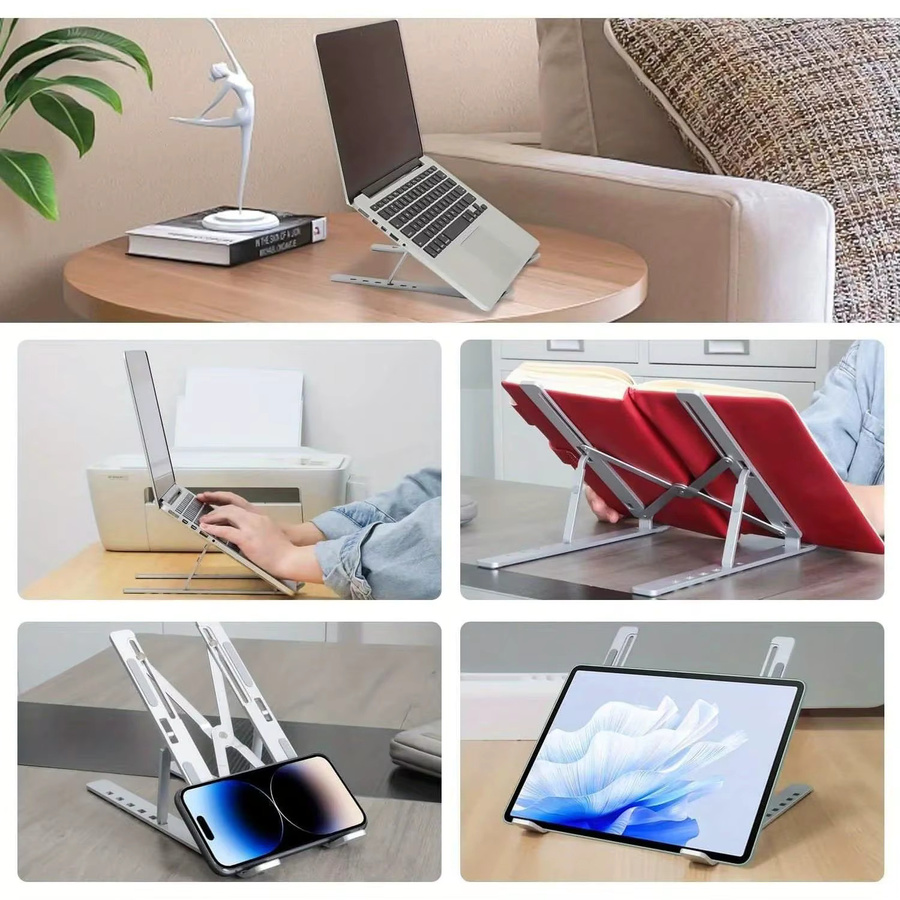 Faltbarer Laptop-Ständer aus Aluminiumlegierung von BRYNTHORX als stabile Kühlbasis für Macbook, Notebook und Computer in Schwarz oder Silber - Bild 4
