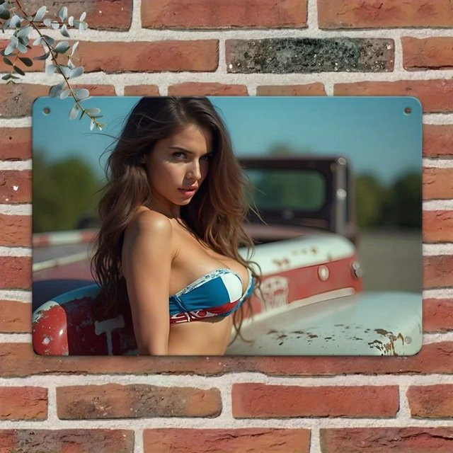 Retro Blechschild Sexy Bikini Girl Vintage Metall Wandkunst Dekor von CIFBUY, B/H: 30 x 20 cm, Mehrfarbig - Bild 1