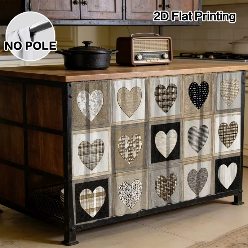 VIKAMA Arbeitsplattenvorhang in Herzform mit Retro-Design aus Polyester, Mehrfarbig - Bild 4