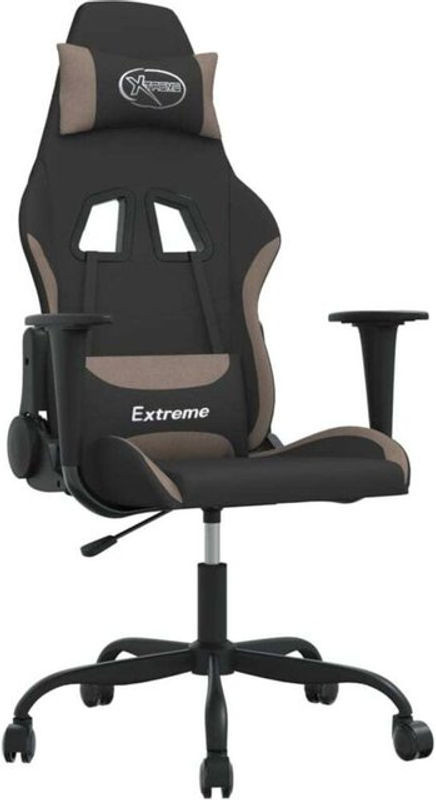 vidaxl Gamingstuhl mit Massagefunktion aus Stoff in Schwarz und Taupe - Bild 1