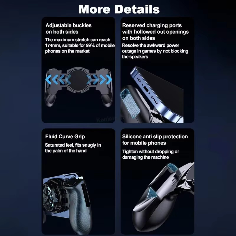 JK01S 2-in-1 Halbleiter-Handy-Kühler und Gamepad-Controller mit Teleskop-Joystick für iOS und Android, Schwarz - Bild 4