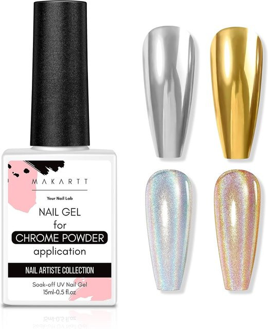 Makartt Gel Top Coat für Chrom-Nagelpuder, 15 ml, No-Wipe, Glänzend - Bild 1