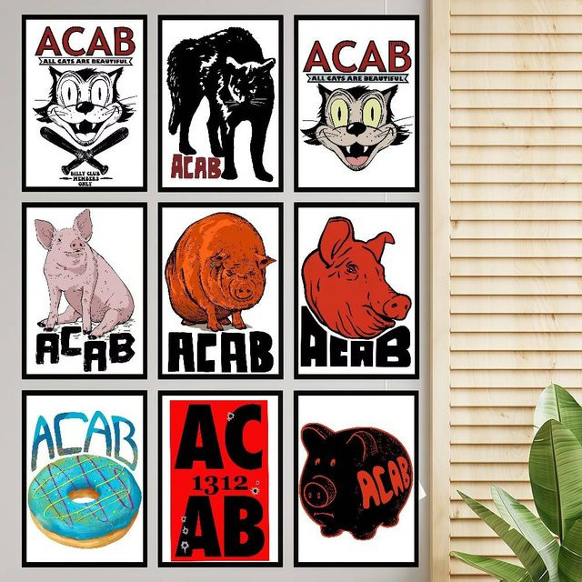 Moetch Vintage Poster ACAB Sozialismus Kunstwerk in Weiß und Multicolour als Papierposter mit Typografie zur Raumdekoration - Bild 1
