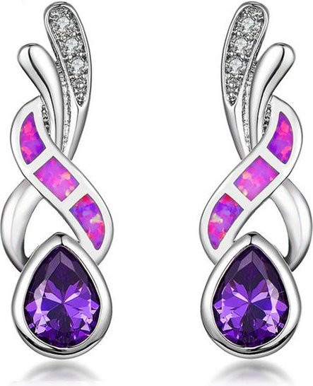YIRAN Jewelry Ohrringe, Unendlichkeit Kreuz Tropfen, Zirkonia, Kristall, Weiß, Damen - Bild 1