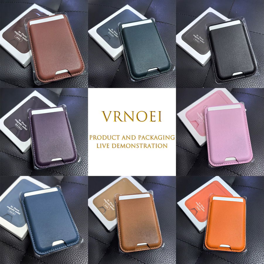 VRNOEI Magnetische Brieftasche als Kartenhalter für iPhone und Samsung Galaxy in Blau und Lila - Bild 2