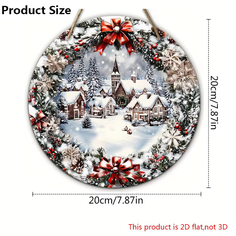 Potdemiel Weihnachts-Holzschild mit Eis- und Schnee-Relief Effekt für Wandbehang und Haustür, mehrfarbig, B/H: 20 x 20 cm - Bild 3