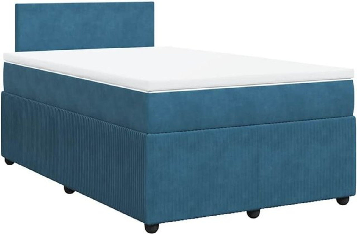 vidaxl Boxspringbett mit Matratze aus Samt in Blau, B/T/H: 190 x 120 x 100,5 cm - Bild 1