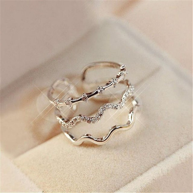 Ring, Messing, Zirkonia, Kristall, grau, Damen - Bild 1