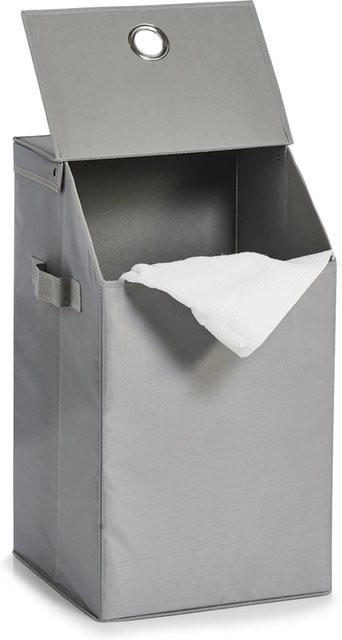 HTI-Living Wäschesammler mit Deckel und Griffen in Grau aus Stoff, B/T/H: 60,0 x 34,0 x 34,0 cm - Bild 1