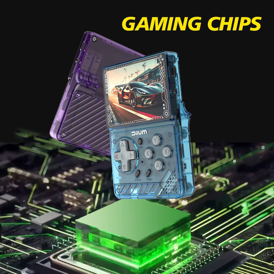 Tragbare Mini-Handheld-Videospielkonsole XISKT mit 2,8 Zoll IPS-Bildschirm und RK3326-Chip in Purple Transparent für GBA, PS1, GB und PSP Emulatoren - Bild 5
