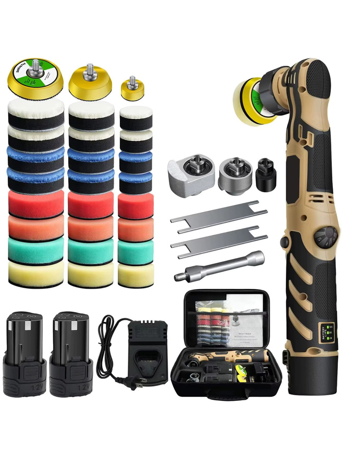 OWJHE Akku Auto Polierer 12V Mini Poliermaschine mit 1/1,5/3 Zoll Pads Set für die Fahrzeugaufbereitung und zum Wachsen - Bild 6