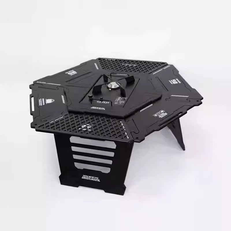 Tryhomy IGT Camping Klapptisch aus Aluminiumlegierung, sechseckig, Schwarz Matt - Bild 2