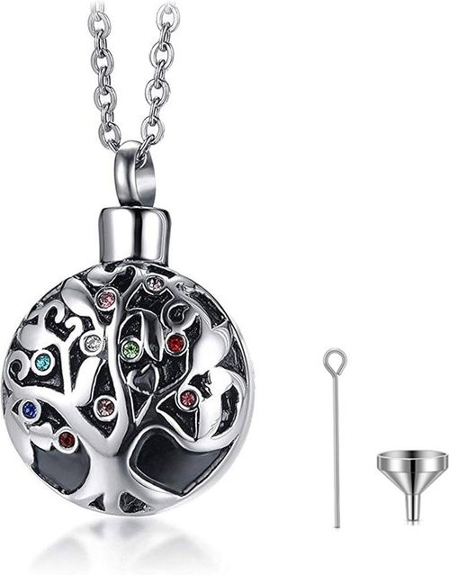 Halskette Baum des Lebens, Edelstahl, Silber, Unisex, Anhänger - Bild 1