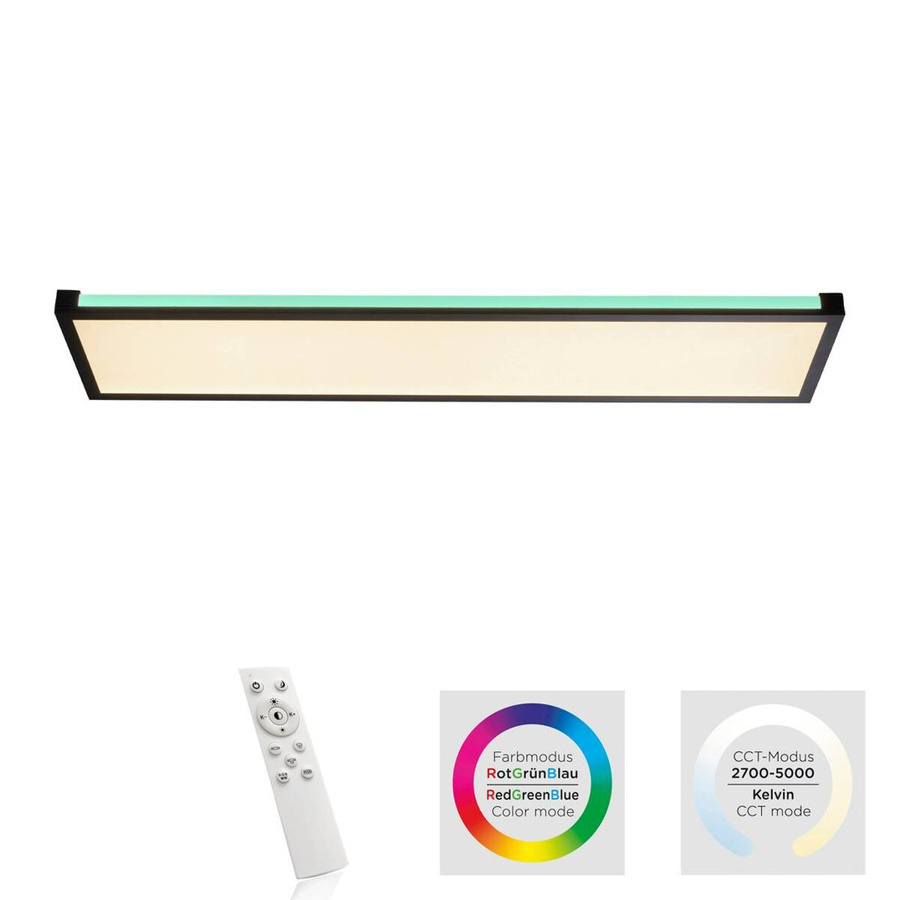 Just Light LED-Deckenleuchte Mario Schwarz, dimmbar mit Fernbedienung, B/H/T: 100 x 25 x 7,1 cm - Bild 4