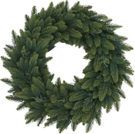 Künstlicher Kranz MCW-O98 aus grüner Tanne, runder Tischkranz und Türkranz, Farbe: Grün, Durchmesser: 60 cm