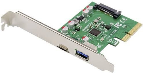 Digitus DS-30225 USB Expansion Card PCIe mit 2 Ports USB 3.2 Gen 2 (USB-A und USB-C) in Grün - Bild 1