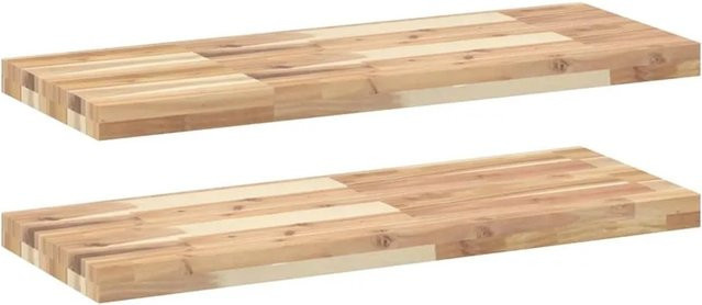 vidaXL Schweberegale aus Massivholz Akazie, 2er Set, Unbehandelt, Braun, B/T/H: 80 x 30 x 4 cm - Bild 1