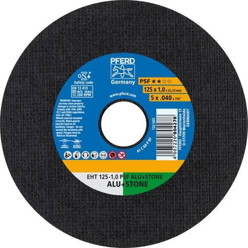 PFERD Trennscheibe PSF ALU+STONE gerade für Aluminium, NE-Metalle und Stein, Durchmesser: 125 mm, Bohrung: 22,23 mm, 10 Stück, Schwarz - Bild 1