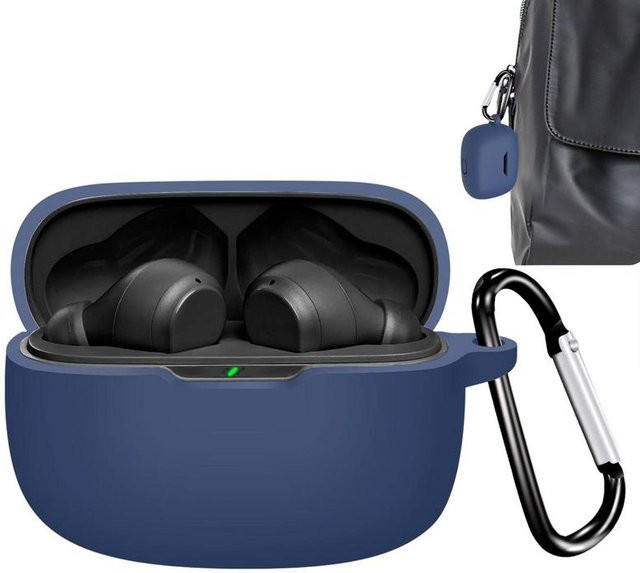 Silikon Schutzhülle für JBL Wave Beam Headset in Schwarz mit Karabiner - Bild 1