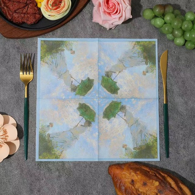 20 Stück GUANYAO Decoupage Papier im Ölgemälde-Stil mit weißem Kleid Mädchen Motiv, bunt, 25 x 25 cm - Bild 1