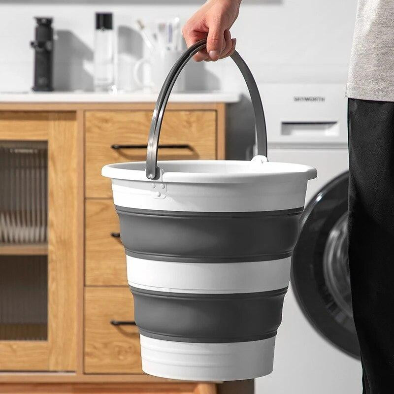 Faltbarer Wasser Eimer von Binchi in Weiß für Camping, Gartenarbeit und Angeln, Volumen: 5 l, 10 l oder 15 l - Bild 4