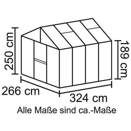 VITAVIA Gewächshaus Zeus in Schwarz mit Aluminiumrahmen und Glas, 8,1 m² mit geteilter Flügeltür und Dachfenstern - Bild 3