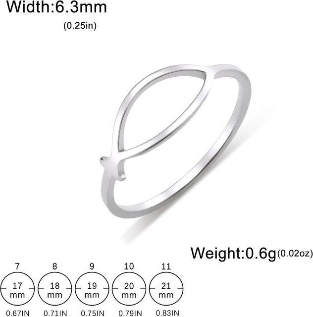 YULIN Ring Jesus Fisch, Edelstahl, Silber, Damen, Minimalistisch - Bild 1