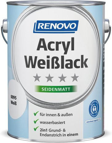 RENOVO Wasserbasierter Holzlack in Weiß, seidenmatt und vergilbungsfrei - Bild 1