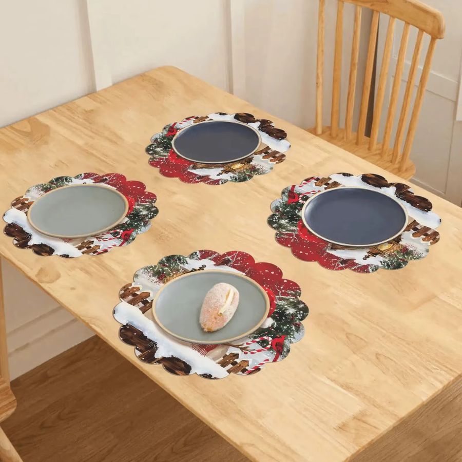 VIKAMA Tischsets im 4er-Set mit Weihnachts-Schneemann-Motiv für deine Party und Raumdekoration - Bild 4