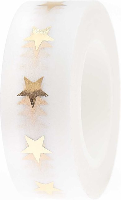 Rico Design Paper Poetry Washi Tape Sterne weiß-gold Breite: 1,5 cm, Länge: 10 m - Bild 1