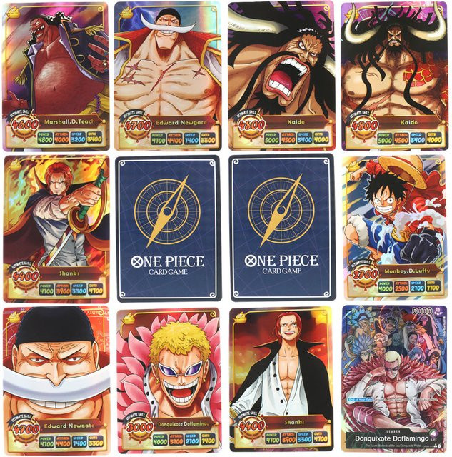 Bandai One Piece Sammelkarten, Englische Anime-Karten, Holografische Luffy Shanks Edward Newgate Donquixote Doflamingo - Bild 1