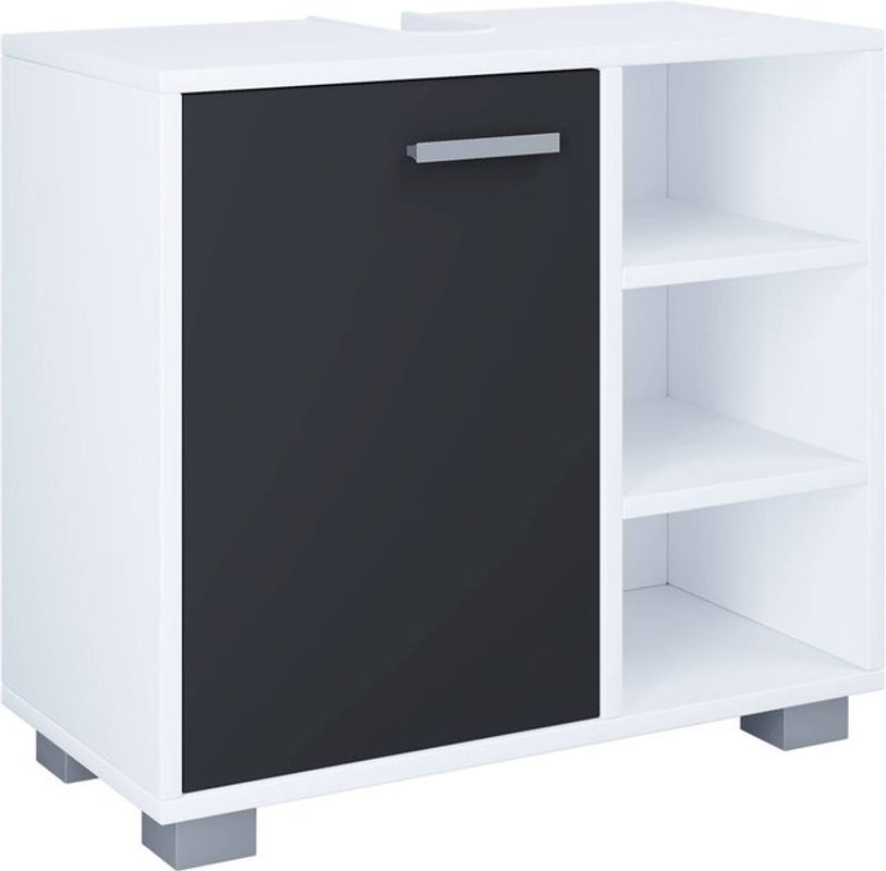 VCM Waschbeckenunterschrank Zalo in Weiß/Schwarz mit 3 offenen Fächern, B/H/T: 60 x 55 x 30 cm - Bild 3
