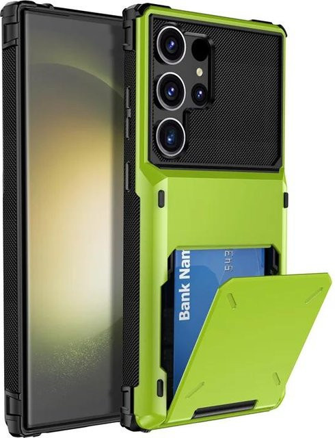 Stoßfeste Samsung Galaxy Armor Cover Hülle mit Kartensteckplatz in Grün - Bild 1