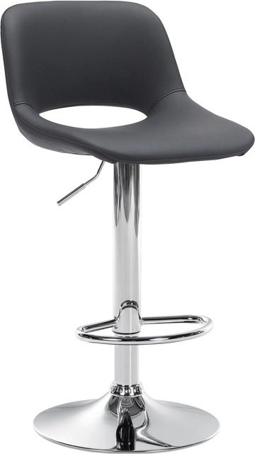 DELUKE Barhocker JAKSON Schwarz Kunstleder mit Lehne und Chrom-Gestell, H: 110 cm, B: 46 cm, T: 42 cm - Bild 1