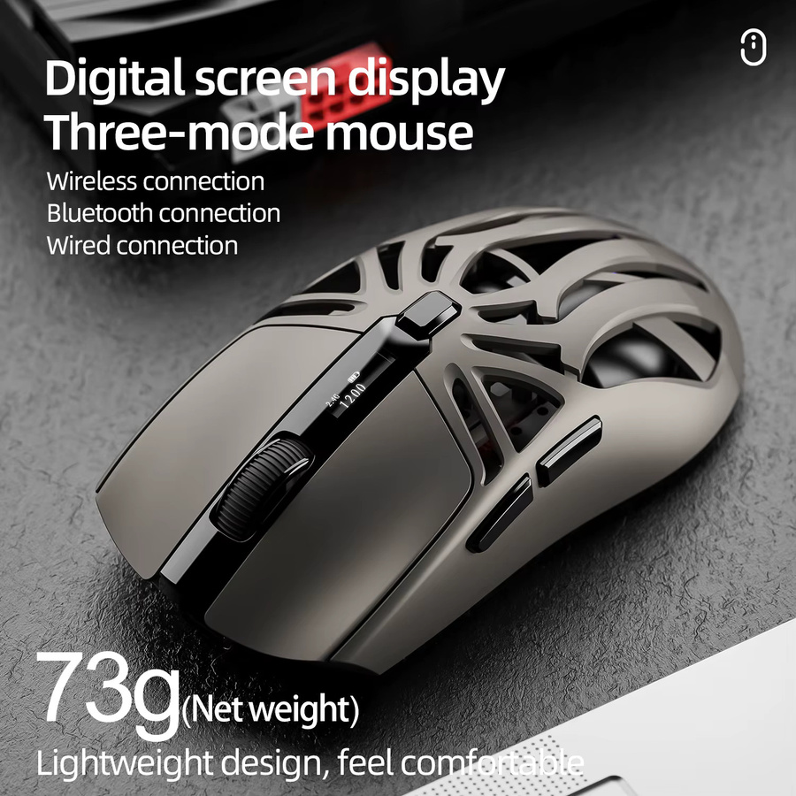 SMAILWOLF RS8 Hollow Gaming Maus mit Bluetooth und 2.4G Wireless, E-Sport Maus mit PAW3311 Sensor für PC und Notebook - Bild 2