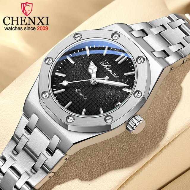 CHENXI Armbanduhr Edelstahl, Quarz, Roségold, Damen, Datum - Bild 1