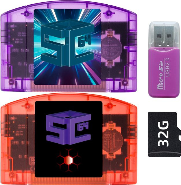 REMANK SC64 Open Source 5000-in-1 Flash Cart Retro-Videospielkonsolen-Zubehör für SNES, N64, GBC und N64DD in Blau - Bild 1