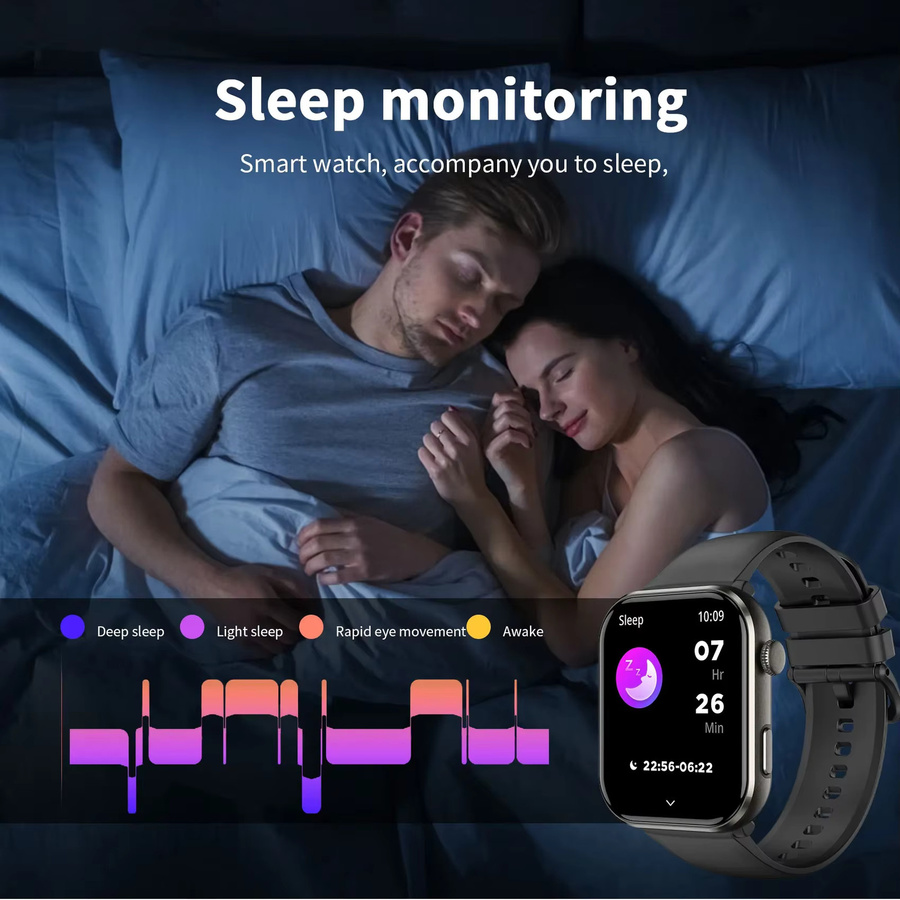 Blackview R60 Smartwatch mit 1,96 Zoll AMOLED HD-Bildschirm, Bluetooth-Anruffunktion, Herzfrequenz- und Blutsauerstoff-Monitor, Fitness-Tracker für Männer und Frauen in Schwarz - Bild 5